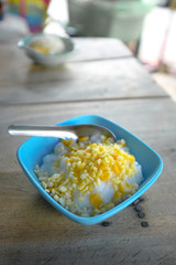 Coconut ice cream with soybean and corn thai style