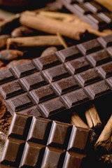 Dark chocolate with cocoa