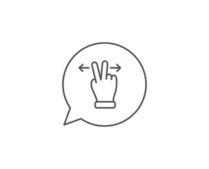Fototapeta na wymiar Touchscreen gesture line icon. Chat bubble design. Slide arrow sign. Swipe action symbol. Outline concept. Thin line touchscreen gesture icon. Vector