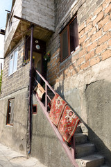 Entrance to residential building in old district in center of Yerevan, Armenia