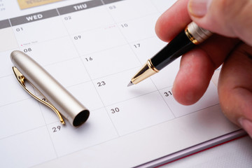 A Property conceptual, calendar with hand written vacant possession VP. The right of a purchaser to exclusive use of a property on completion of the sale