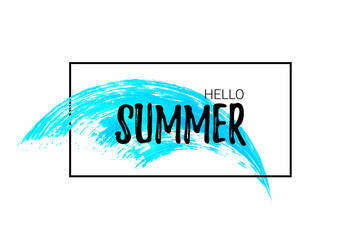 Hello summer poster with sea wave