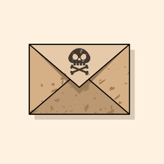 Envelope and skull crossbones illustration. Concept of spam email and phishing. 