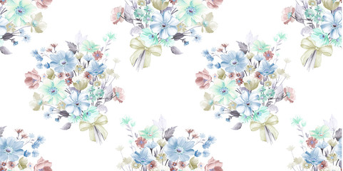 Combination of watercolor flower elements
