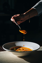 Pumpkin biscuit with strachatella. 