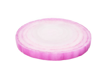 Sliced red onion rings isolated on white background cutout