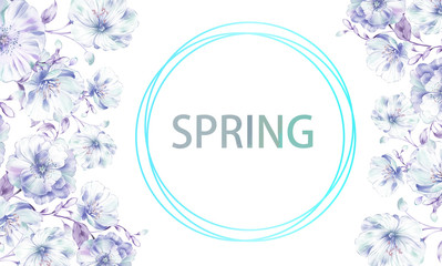 Combination of watercolor flower elements