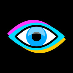 Eye vector icon on black background