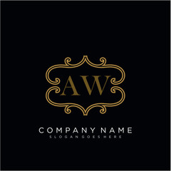 Obraz premium Initial letter AW logo luxury vector mark, gold color elegant classical