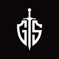 GS logo with shield shape and sword design template