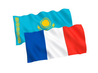 Flags of France and Kazakhstan on a white background