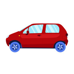 Red little bantam car Illustration on white background.  Vector flat style isolate.