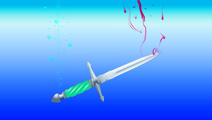 Obraz na płótnie Canvas sinking dagger or bloodied dirk, vector graphic 