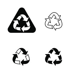 Obraz premium Set of isolate illustration of universal recycling symbols. Black icons on white background
