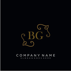 Initial letter BG logo luxury vector mark, gold color elegant classical