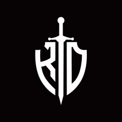 KD logo with shield shape and sword design template