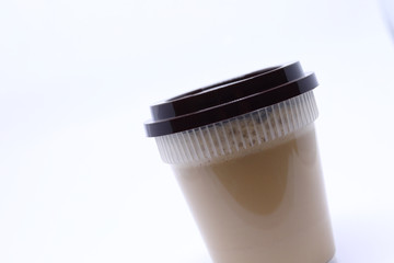 Fototapeta na wymiar take away plastic cup for hot coffee drink on white background
