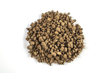 Soil on white background. Natural soil texture.