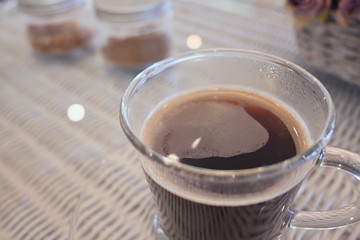 hot americano black coffee drink in cafe