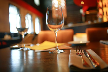 interior restaurant tableware / cutlery and tableware on a table in a cafe, beautiful catering industry