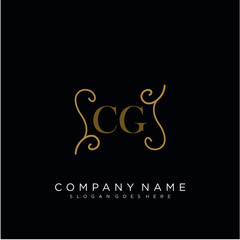 Initial letter CG logo luxury vector mark, gold color elegant classical