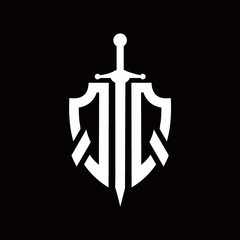 QQ logo with shield shape and sword design template