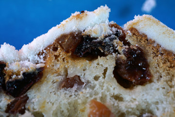 Bread shaped cake made of heavy yeast dough photographed in the studio with artificial light