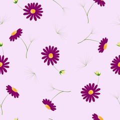 seamless cute  pastel flowers pattern