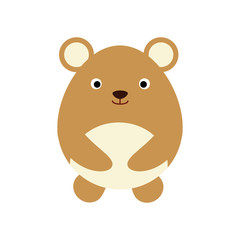 Cute flat design bear isolate on white background.