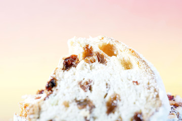 Bread shaped cake made of heavy yeast dough photographed in the studio with artificial light