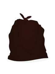 Brown garbage bag. vector illustration