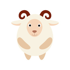 Cute flat design sheep isolate on white background.