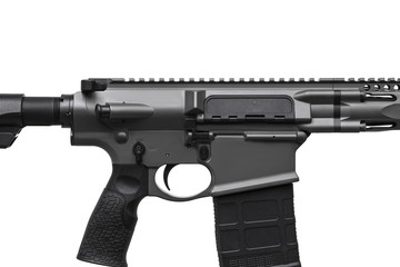 Modern automatic rifle isolated on white