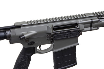 Modern automatic rifle isolated on white
