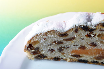 Bread shaped cake made of heavy yeast dough photographed in the studio with artificial light