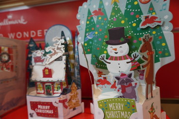 Christmas snowman Christmas tree and snow house