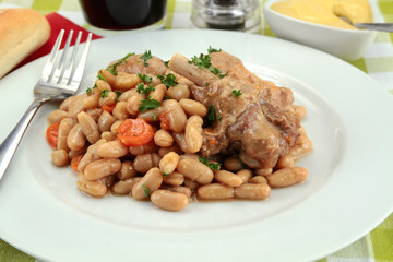 dish of cassoulet with duck confit