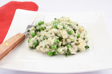 vegetarian risotto with green vegetables