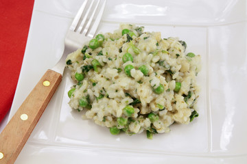 vegetarian risotto with green vegetables