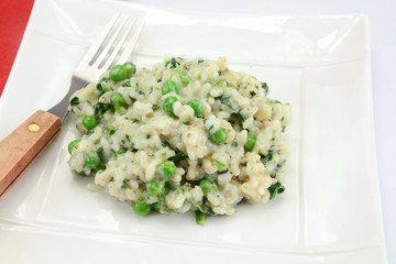 vegetarian risotto with green vegetables