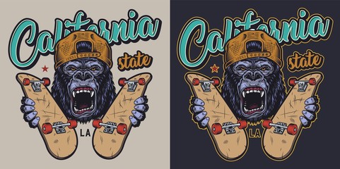 Colorful skateboarding badge © DGIM studio