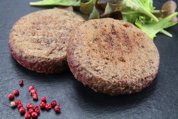 grilled beef ground steak on a plate