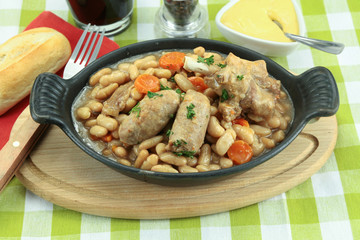 dish of cassoulet with duck confit