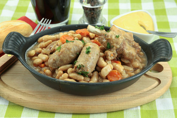 dish of cassoulet with duck confit