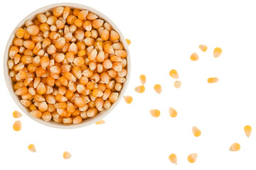 Corn in a bowl isolated on white