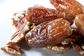 A date is the fruit of a date palm, photographed here in the studio as a detail