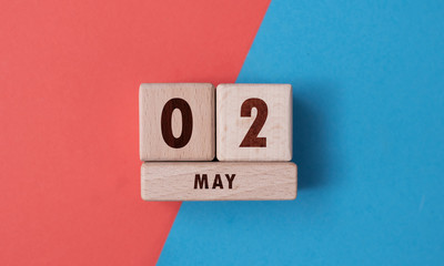 May 2 written with wooden blocks