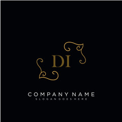 Initial letter DI logo luxury vector mark, gold color elegant classical