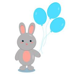 This is cute cartoon rabbit on white background. Vector illustration in flat style. Easter bunny. 