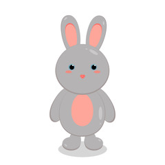 This is cute cartoon hare on white background. Vector illustration in flat style. Easter bunny in white isolation.